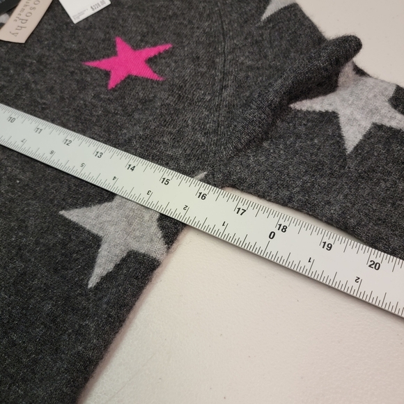 Philosophy 100% Cashmere Gray Sweater with Pink and White Stars - Picture 5 of 8